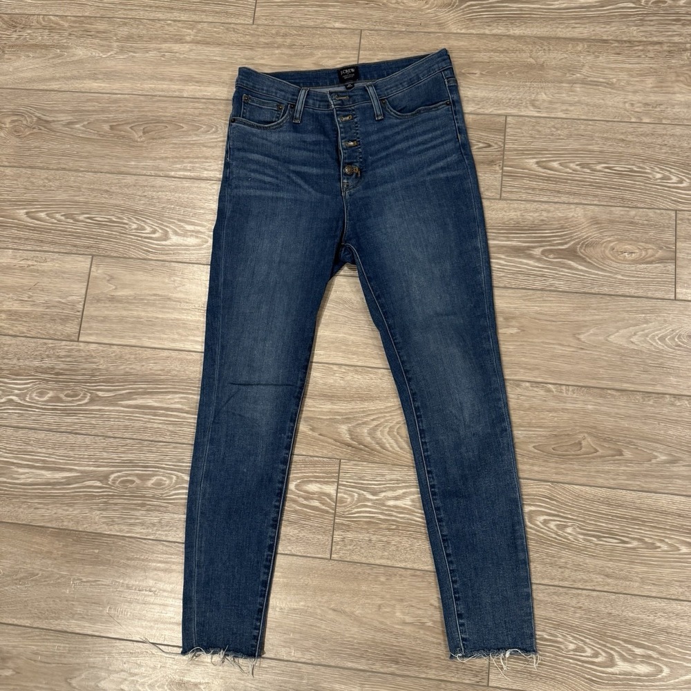J.Crew Women's 28 High-Rise‎ Skinny Jeans Dark Wash Button Fly Modern Classic